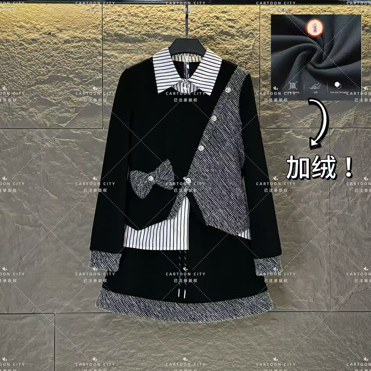 LLVD-B281【加绒】秋季新品<重工系列>长袖卫衣翻领重工套装两件套