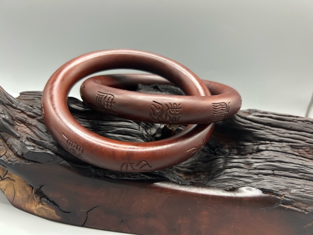 道用雷击枣木乾坤圈阴阳环手工雕刻80圈九字真言十字天经