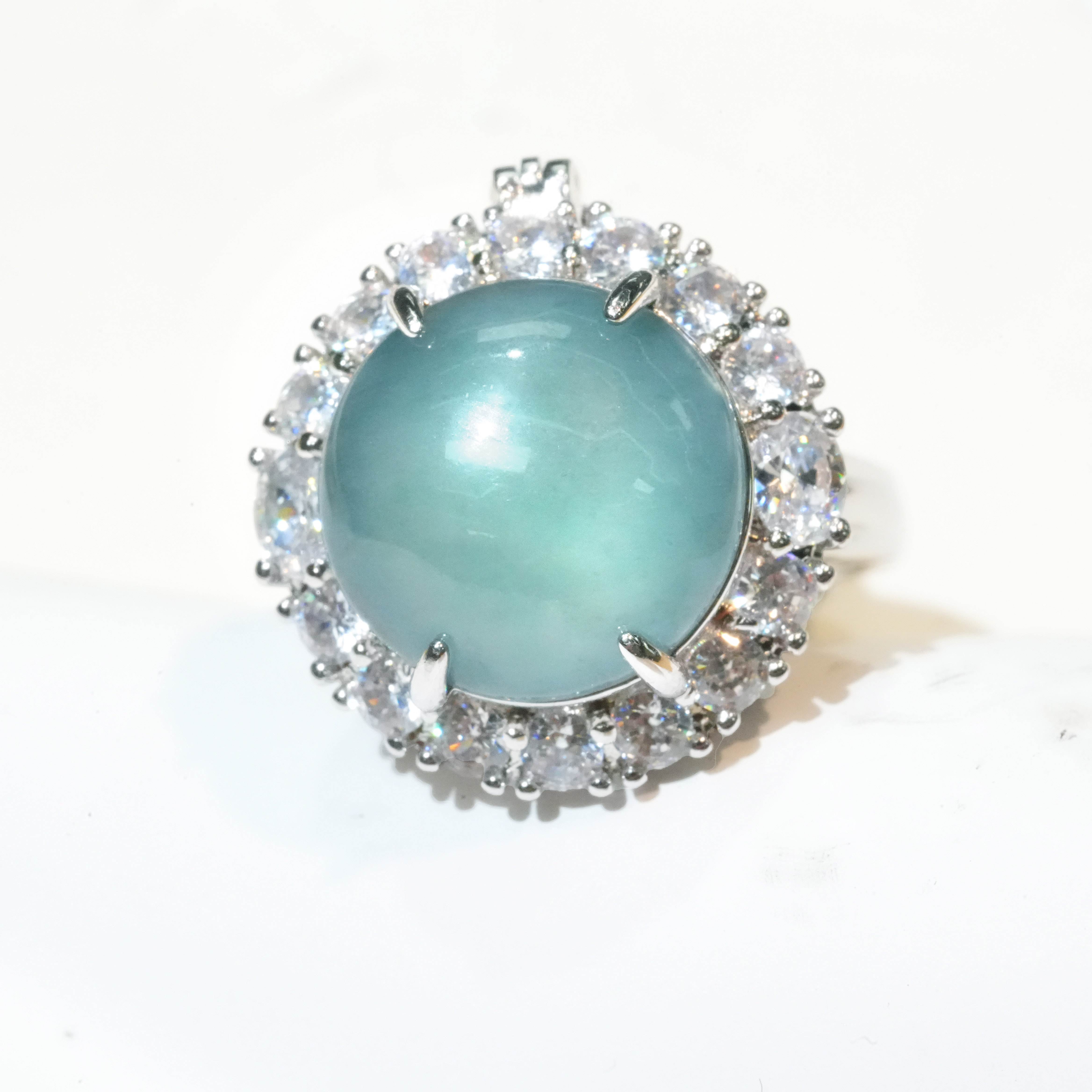 天然A货翡翠蓝水蛋面戒指吊坠两用款多样性发其一气质时尚轻奢