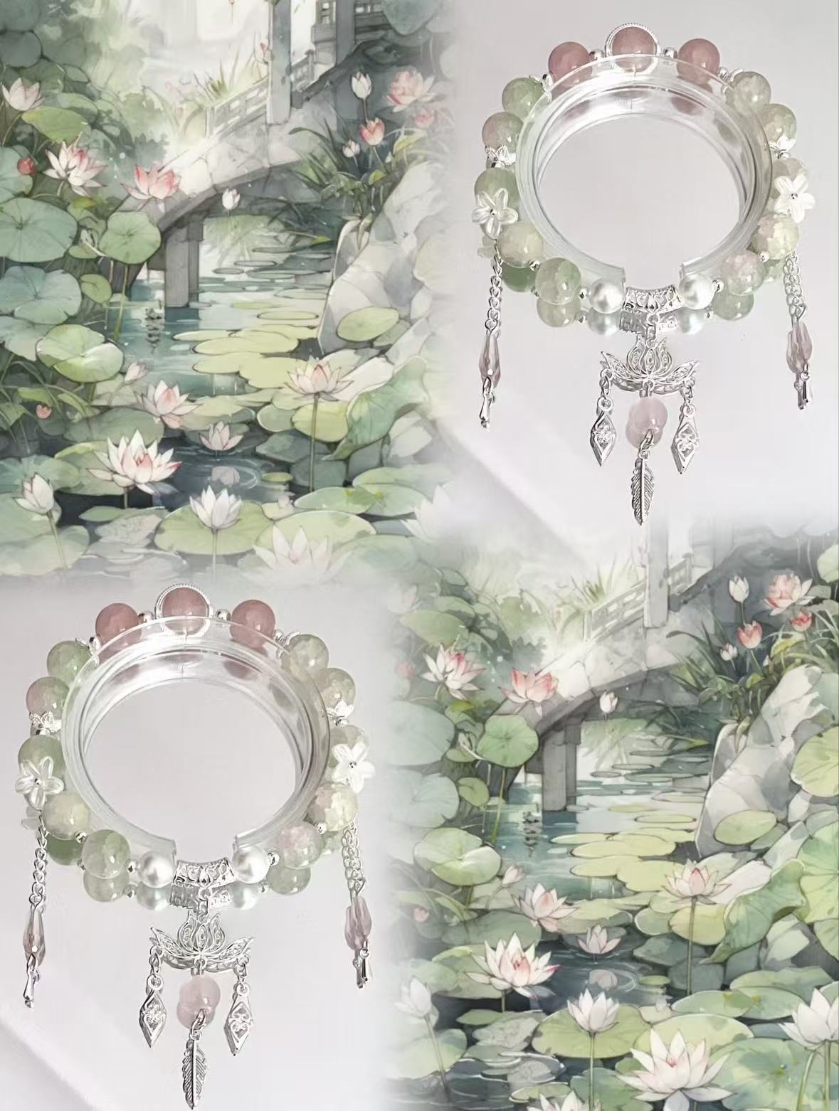 粉绿散珠配件琉璃珠珠子串珠diy半成品