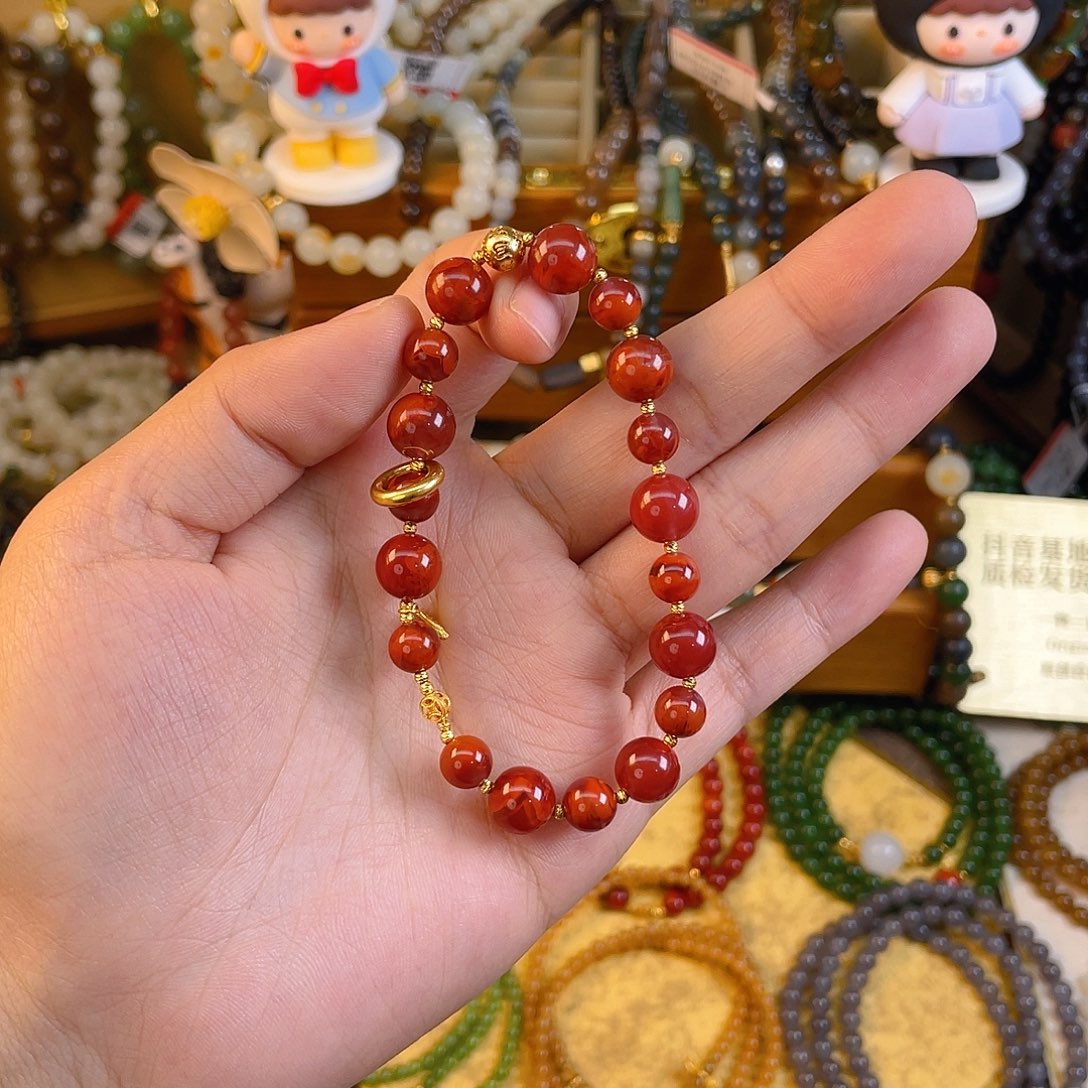 南红玛瑙单圈手串未镶嵌