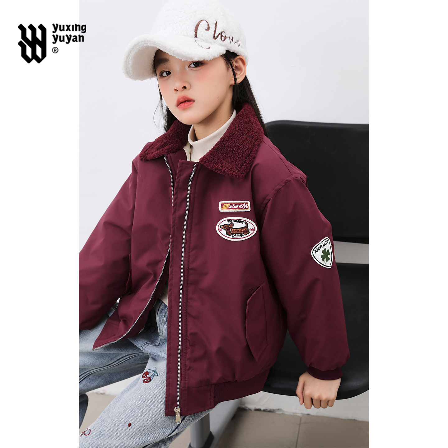 雨星雨嫣女童球服外套2025秋冬新款加厚夹棉女大童保暖上衣