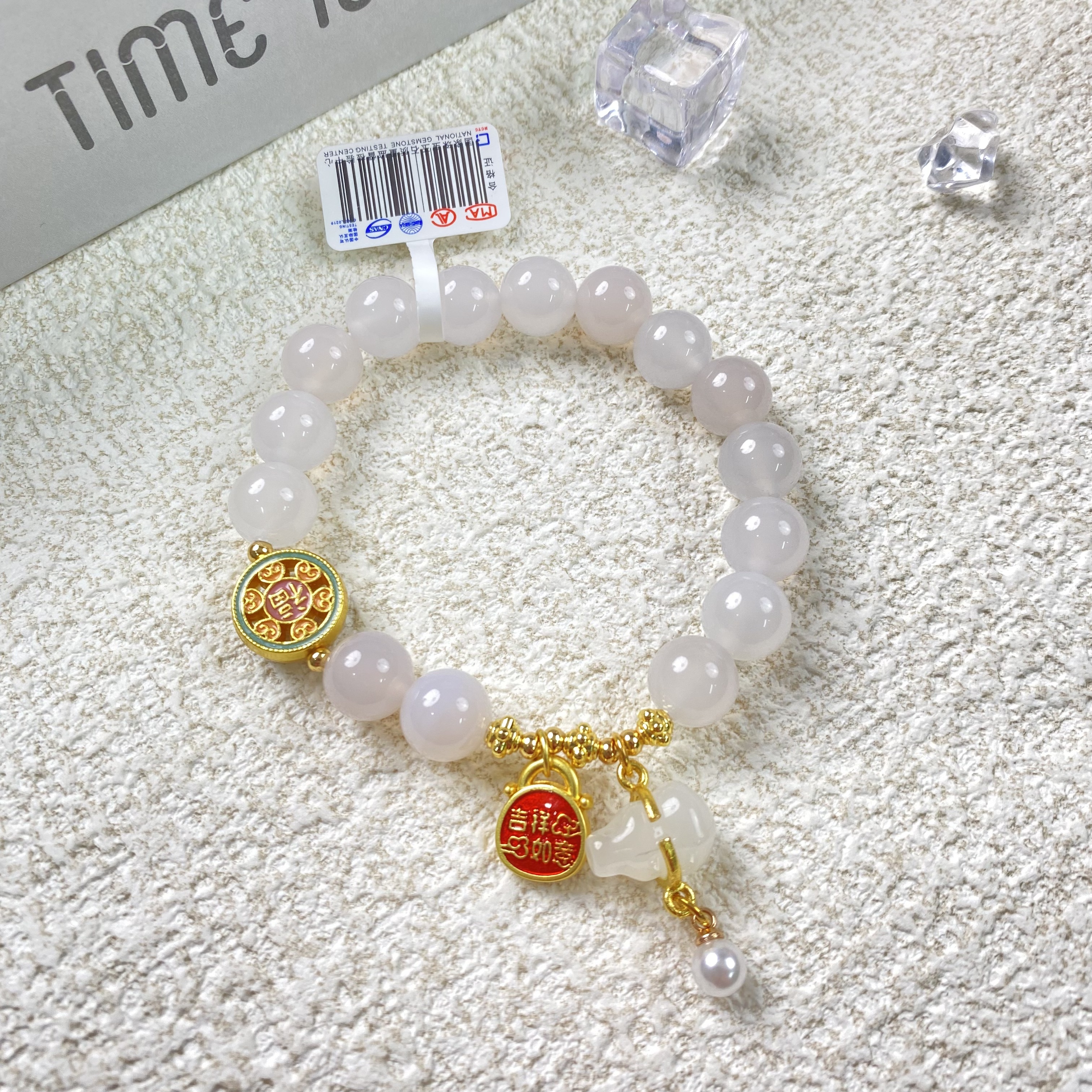 白色玛瑙卡10手链圆珠单圈多圈素圈设计定制多样性发其一YD1059