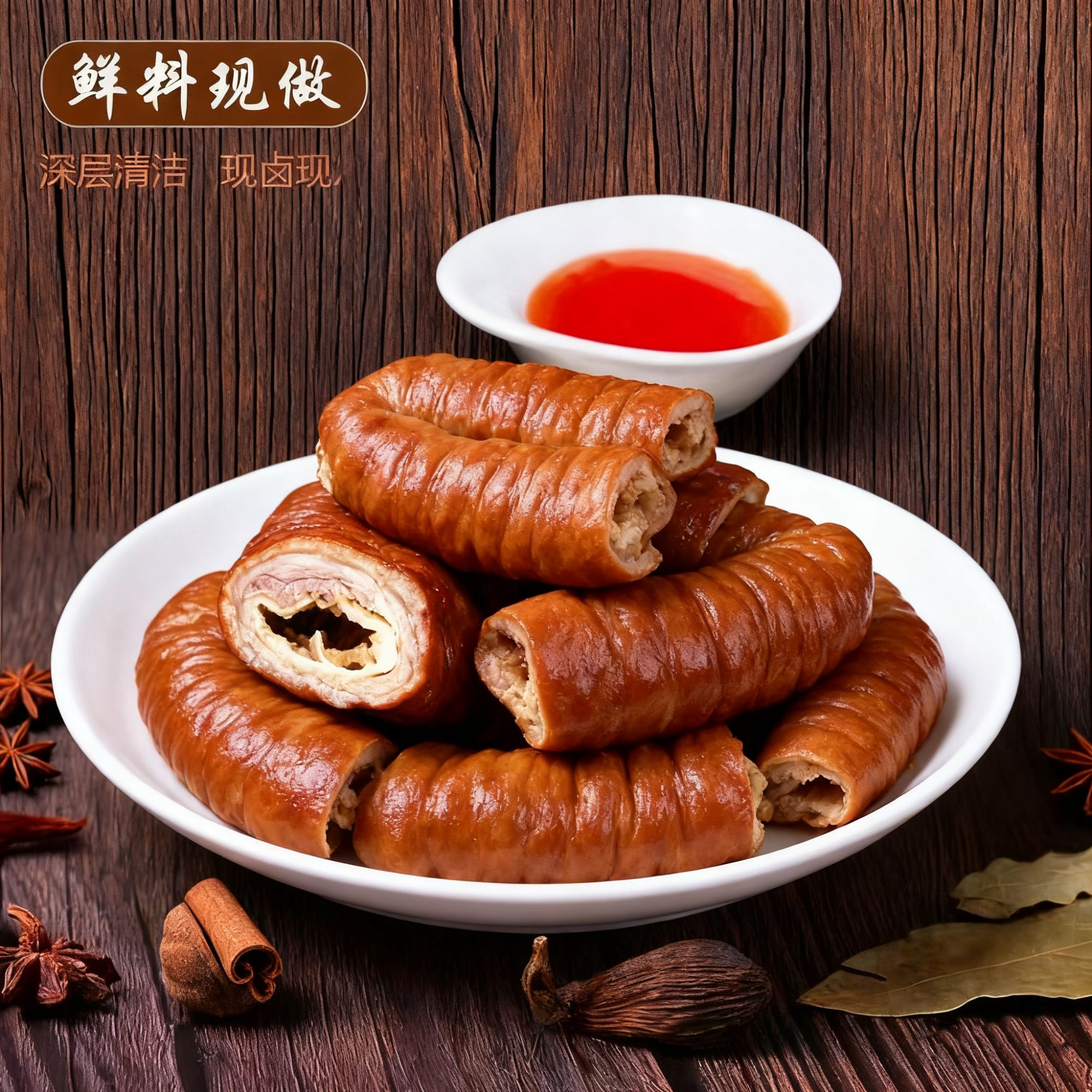 五香全熟卤大肠头与肥肠组合装加热即食传统卤味