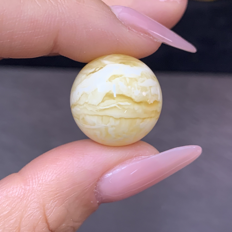 17+金瓷白千层雪虎皮蜜蜡圆珠全品无优化单颗