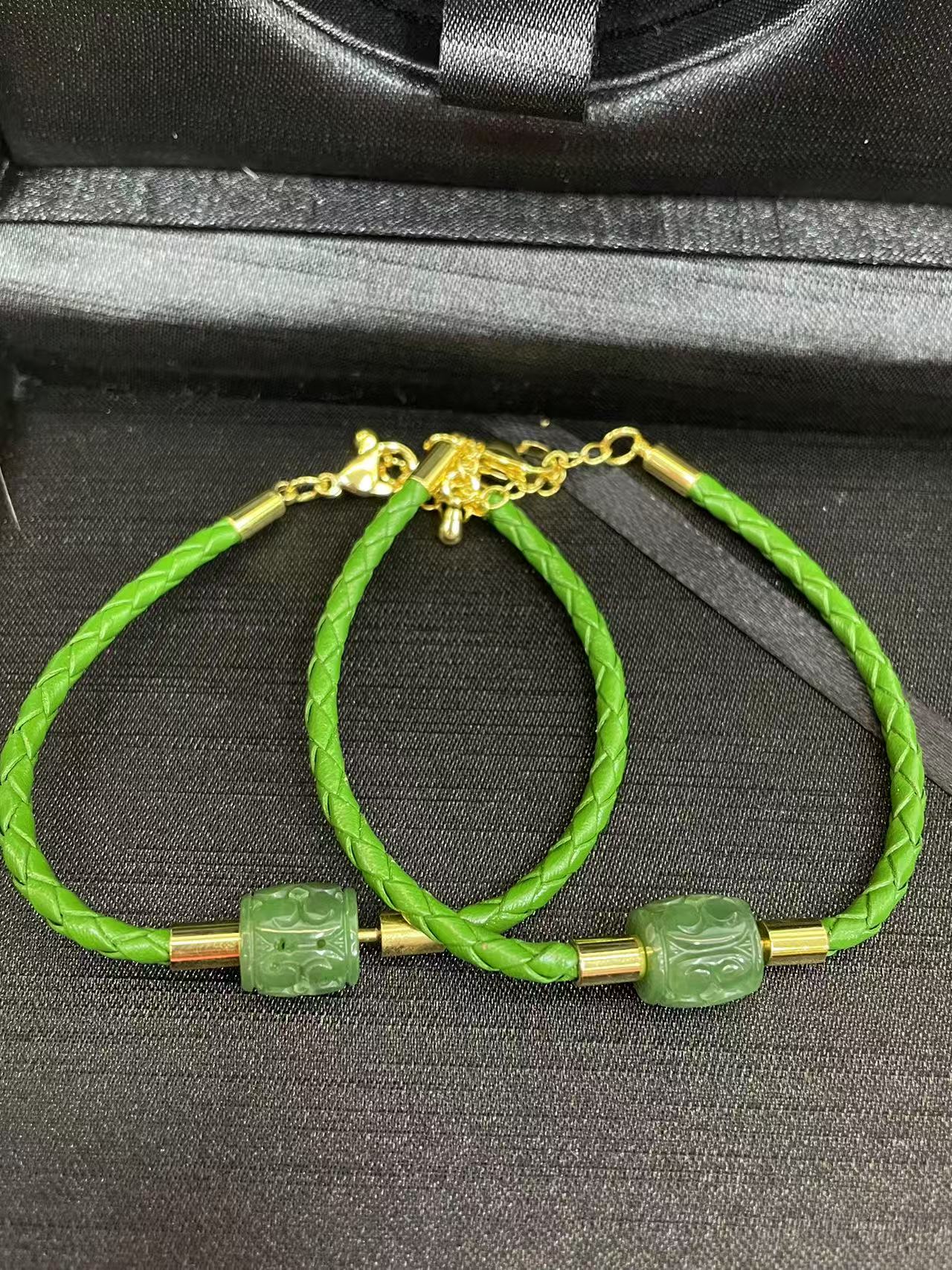 和田玉路路通皮绳手链（多样性一件发货）