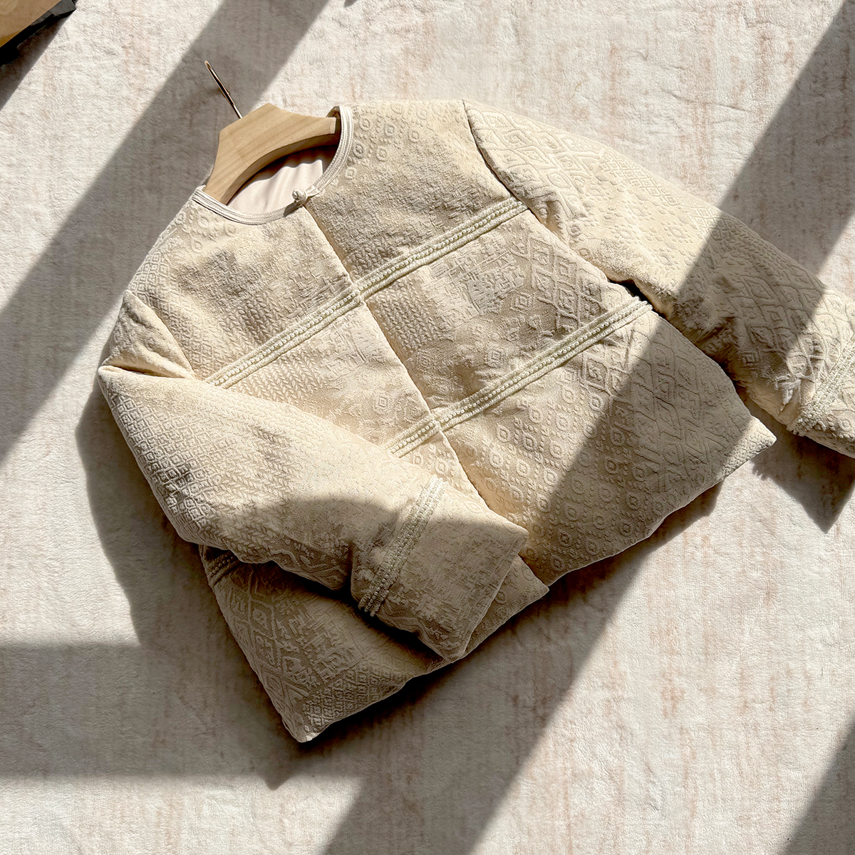 【卷卷新中式】“云山暖”国风90白鹅绒服桑蚕丝漳绒缎手工扣秋冬外套