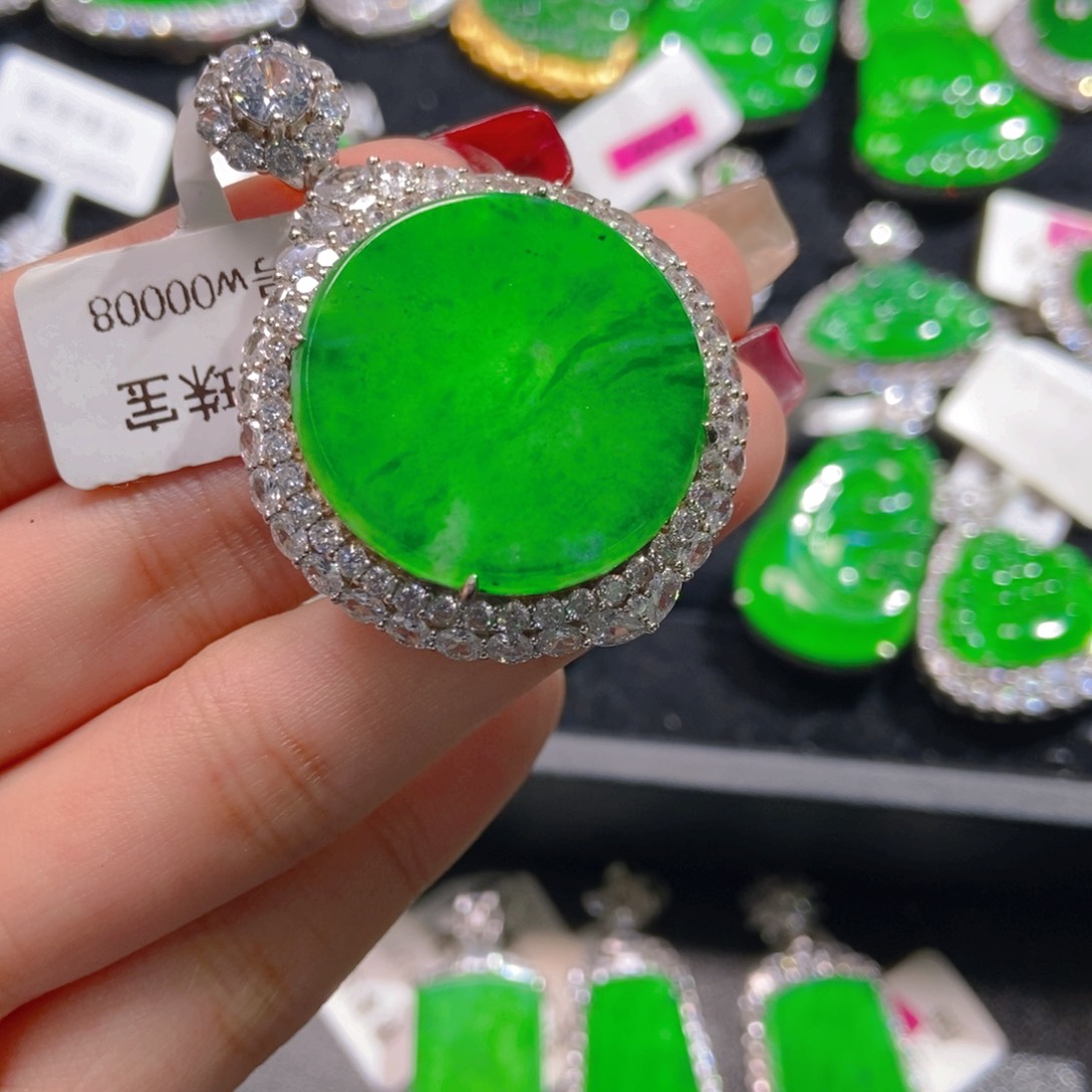 翡翠吊坠(不含链)银S925镶嵌