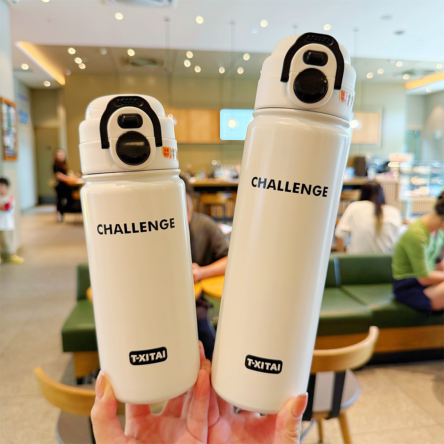 大容量带吸管双饮保温杯男女简约高颜值水杯学生健身运动便携杯子