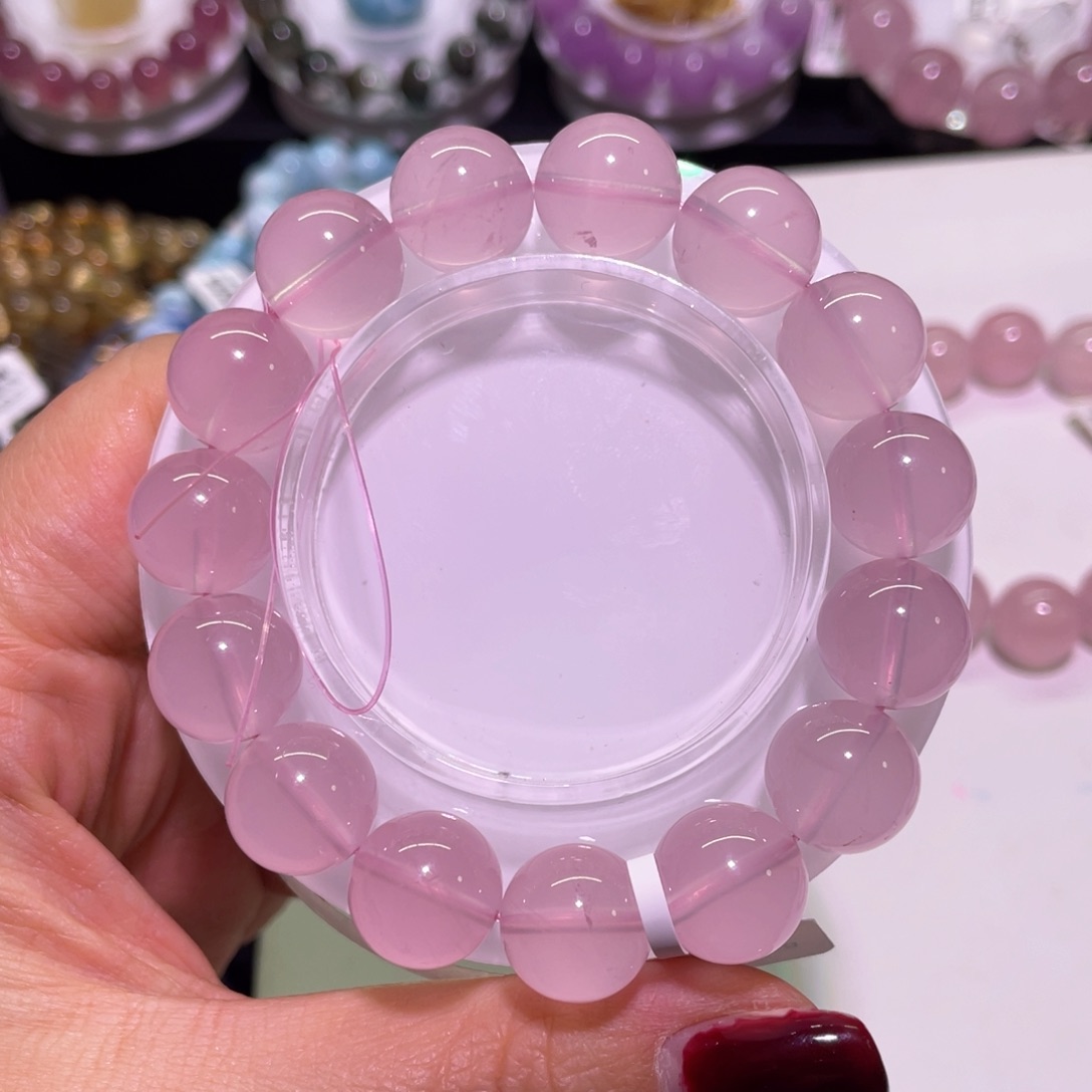 水晶手链未镶嵌13mm粉晶