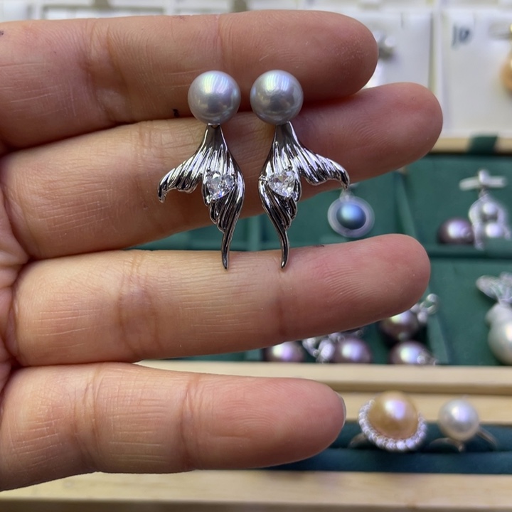 淡水珍珠耳饰合金
