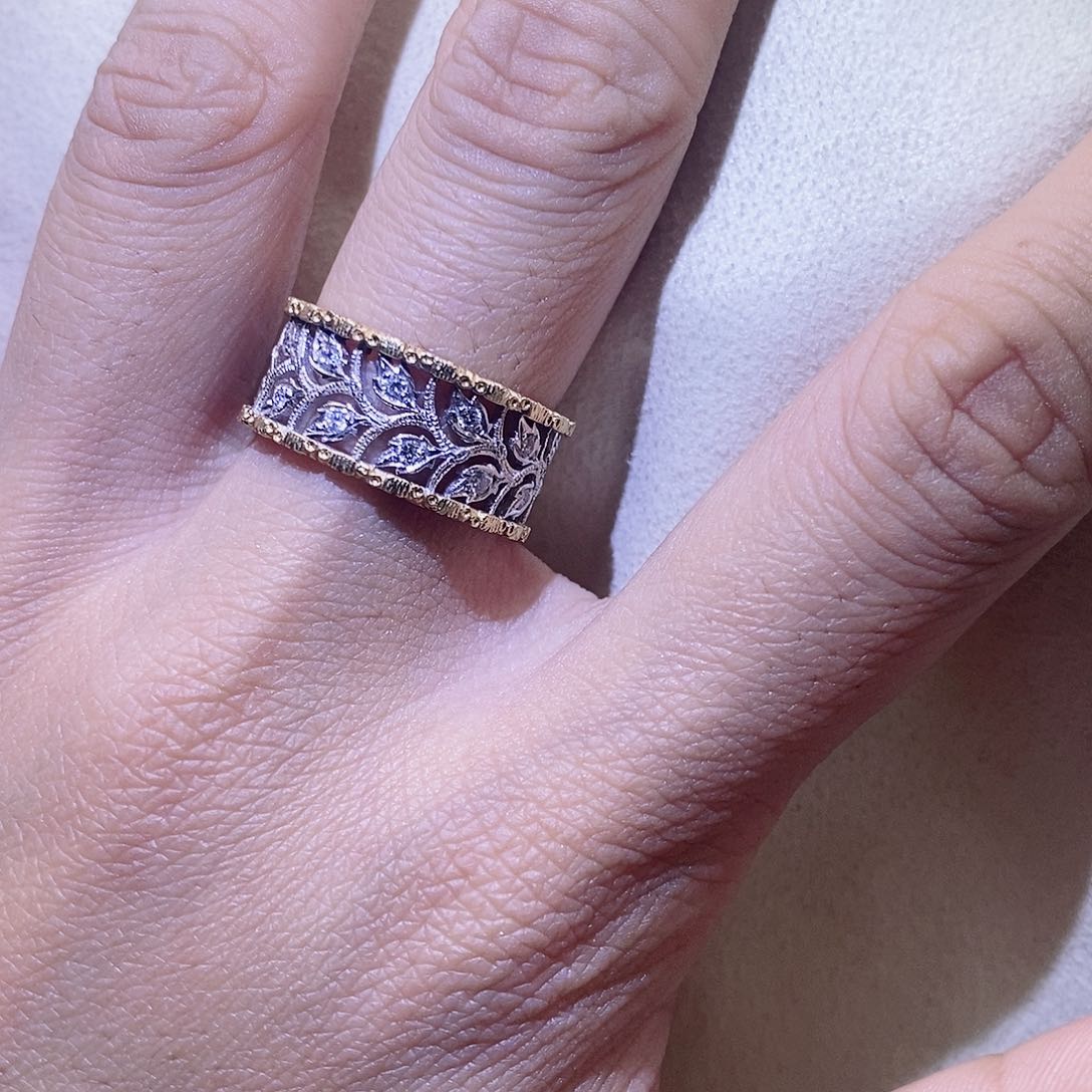 钻石戒指/指环18K金镶嵌双层树叶钻戒