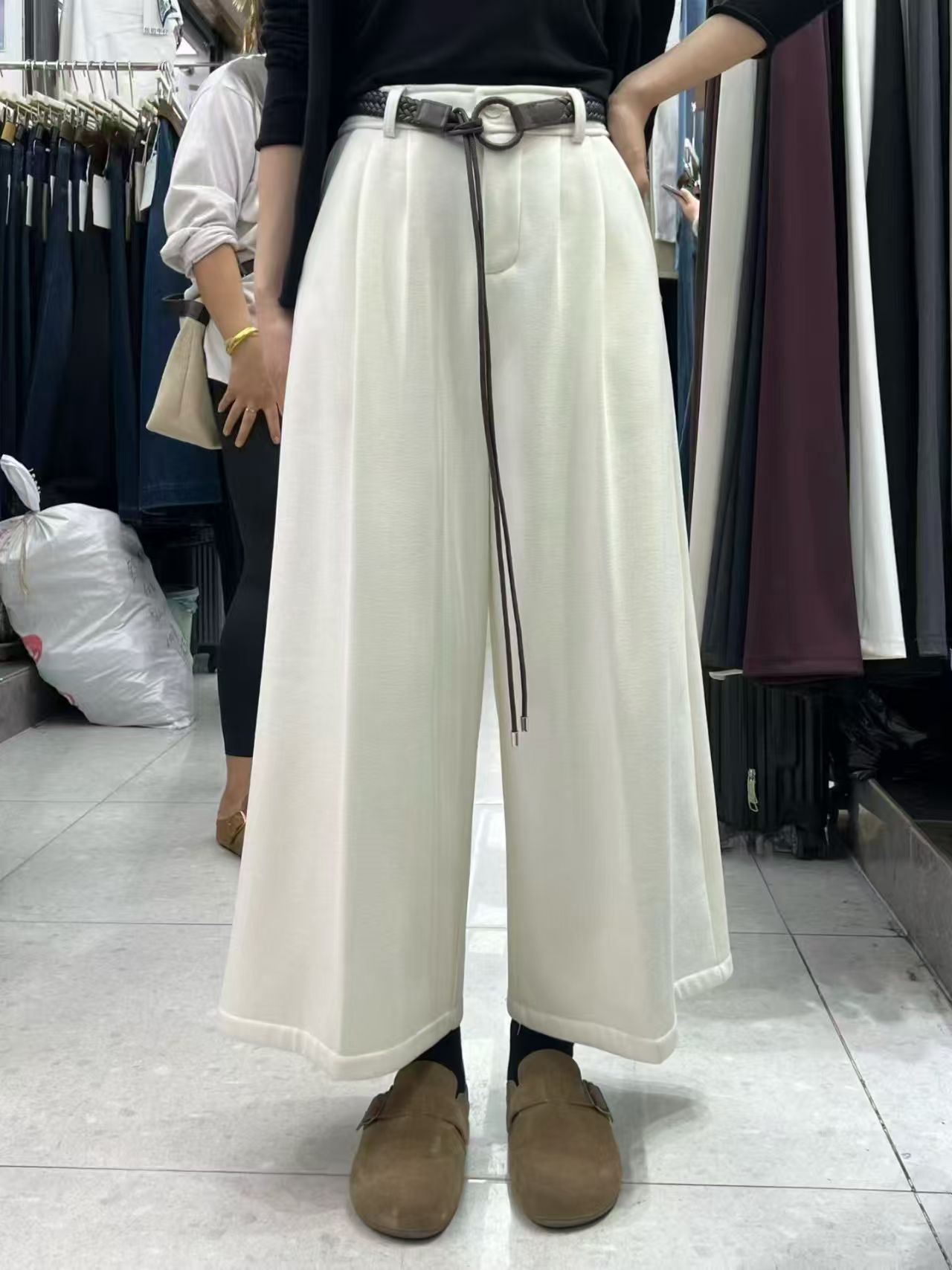 (001-200)气质休闲百搭显瘦垂感阔腿裤