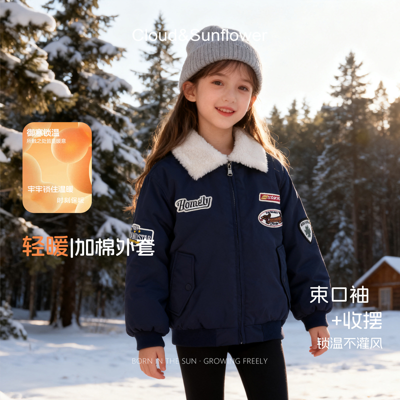 【云朵小葵】女童冬季新款爆款小标腊肠狗方领洋气加厚棉服555469