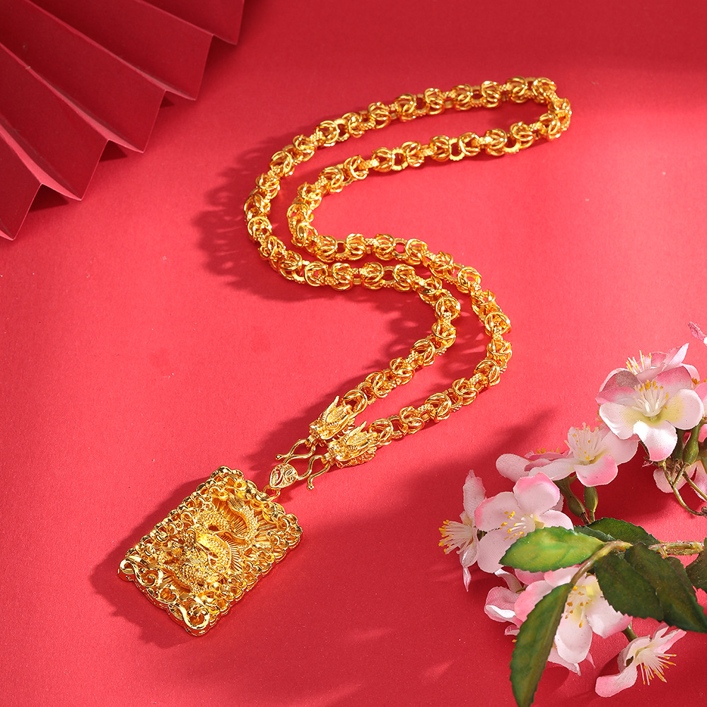 24-KK159金色轻奢时尚设计款龙牌吊坠