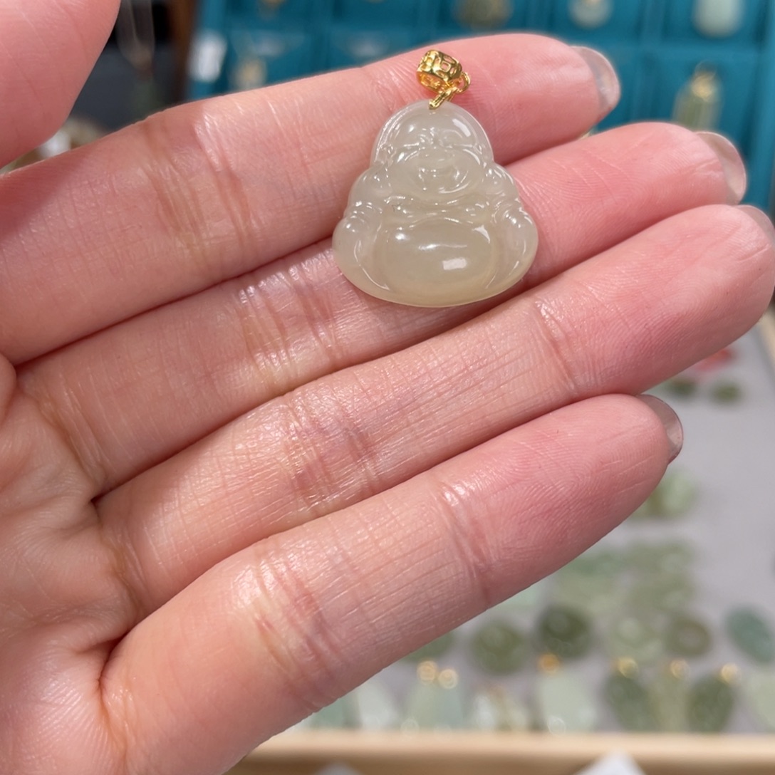 和田玉吊坠(赠链)银S925镶嵌C*?
