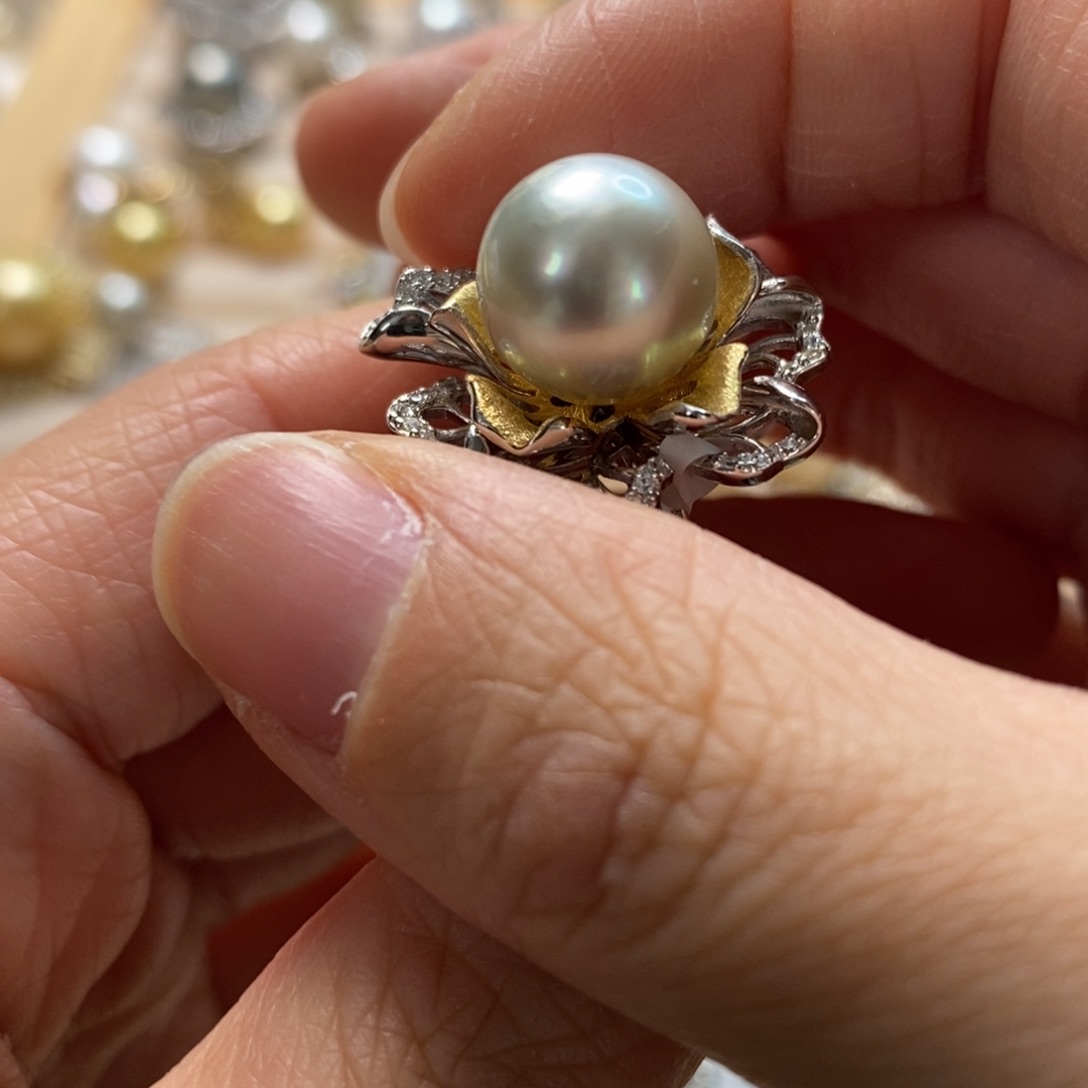 海水珍珠戒指银S925镶嵌