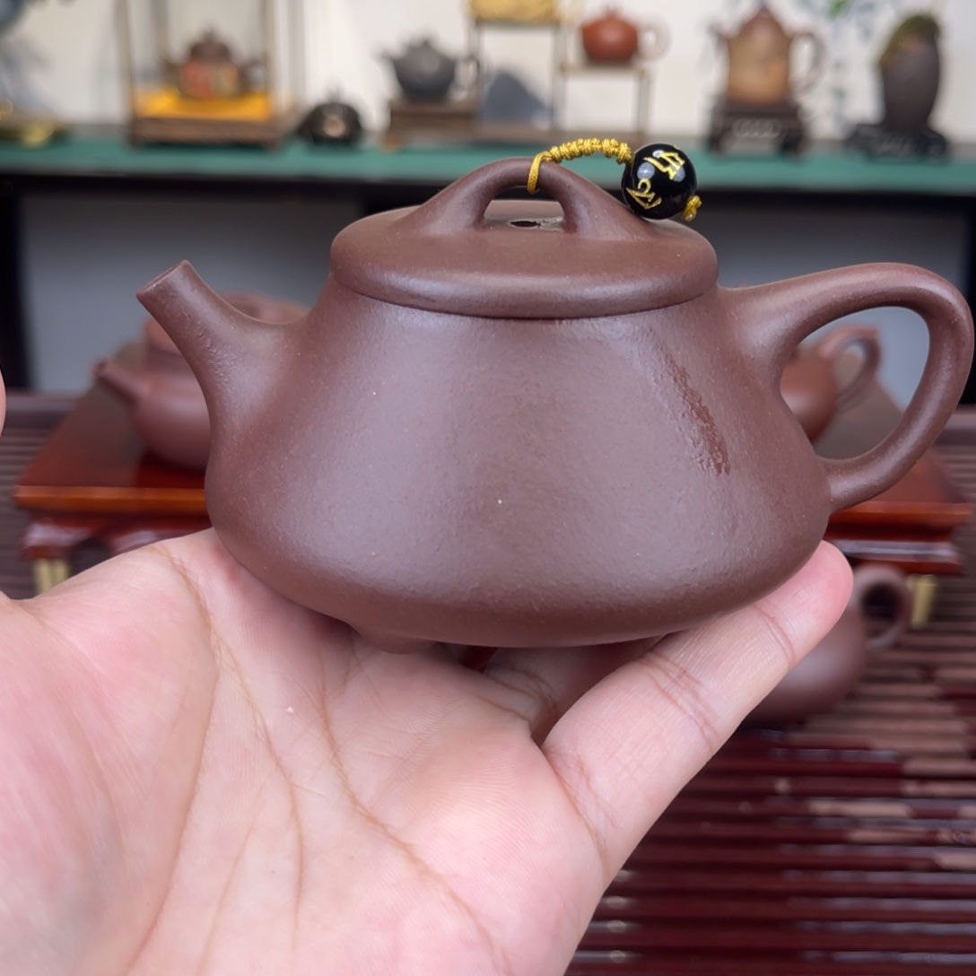 茶壶紫砂150毫升半手工紫泥子冶石瓢