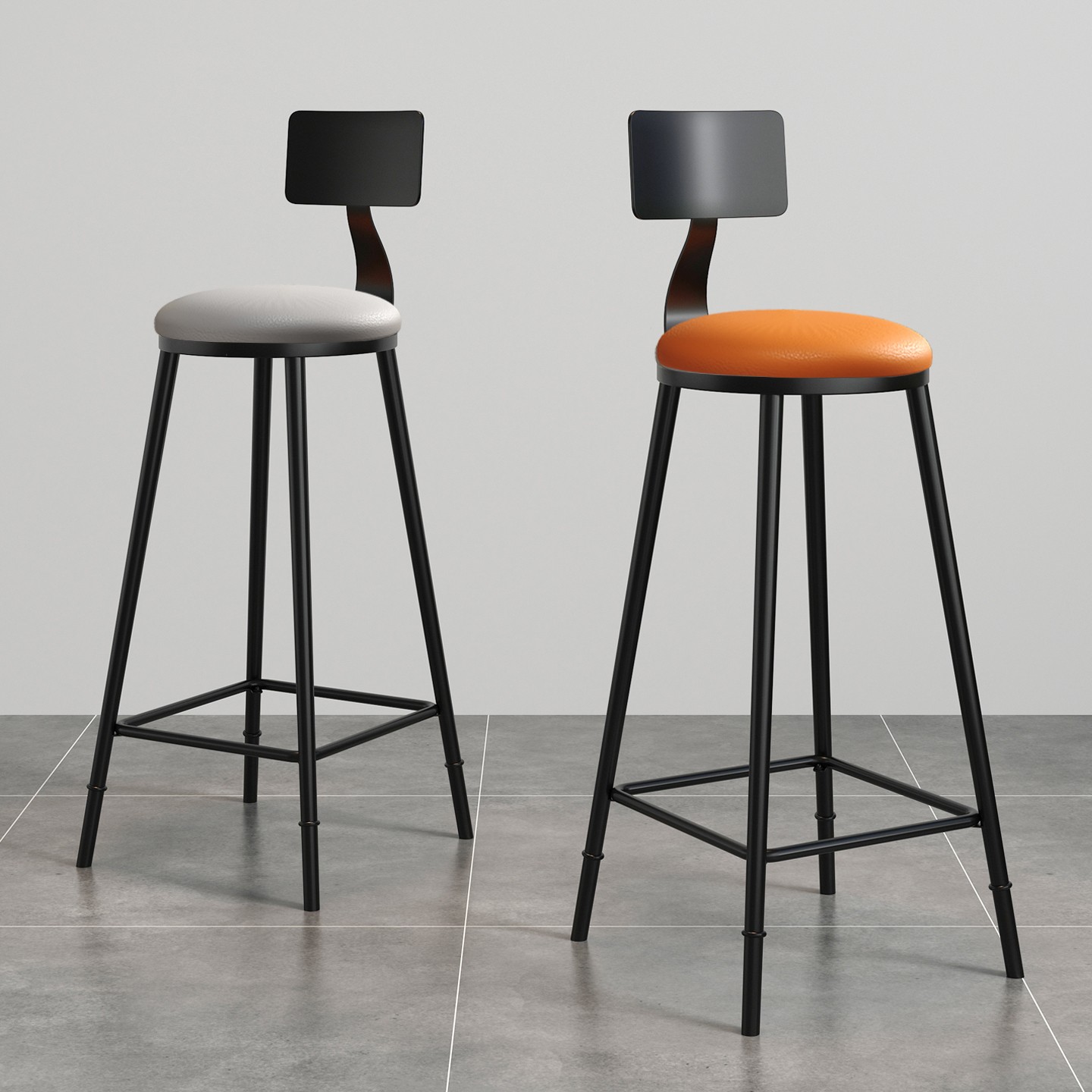 吧台椅现代简约高椅子手机前台收银实木家用高脚凳靠背轻奢酒吧椅