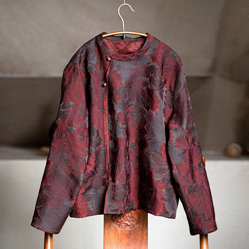 youyuansu/幽元素原创女装长袖网红复古重磅提花上衣