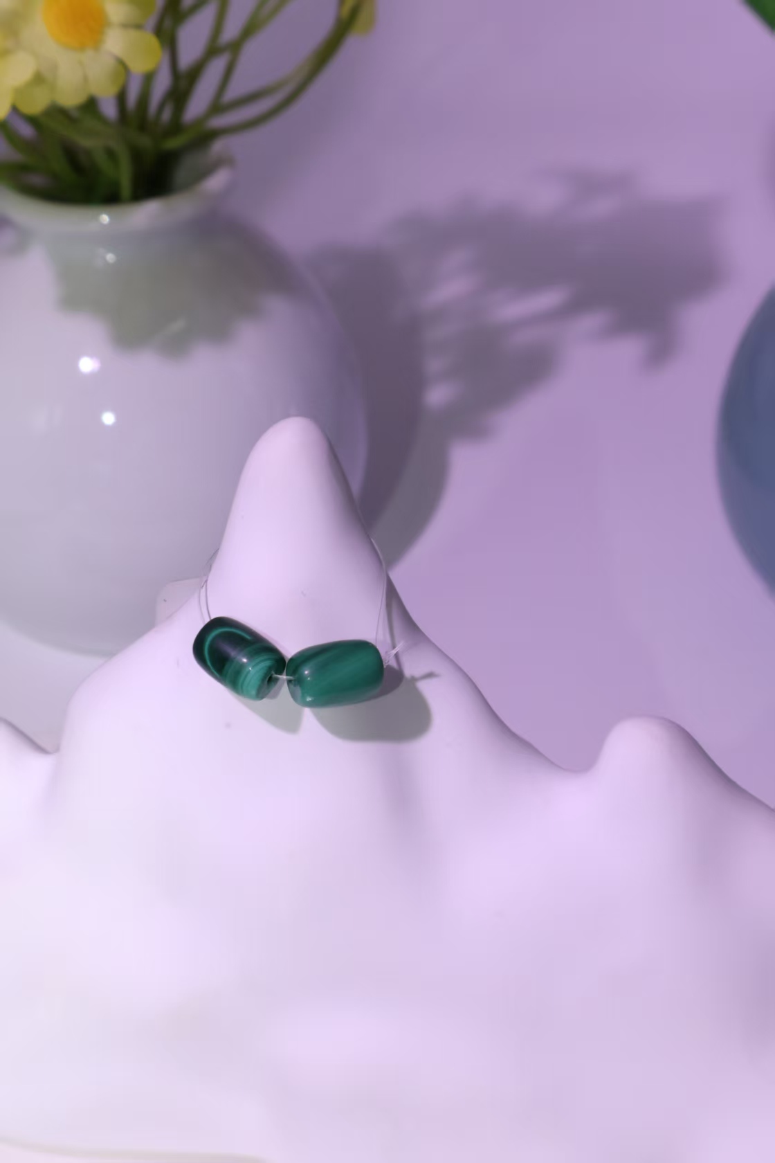 孔雀石桶珠配件2粒组合装