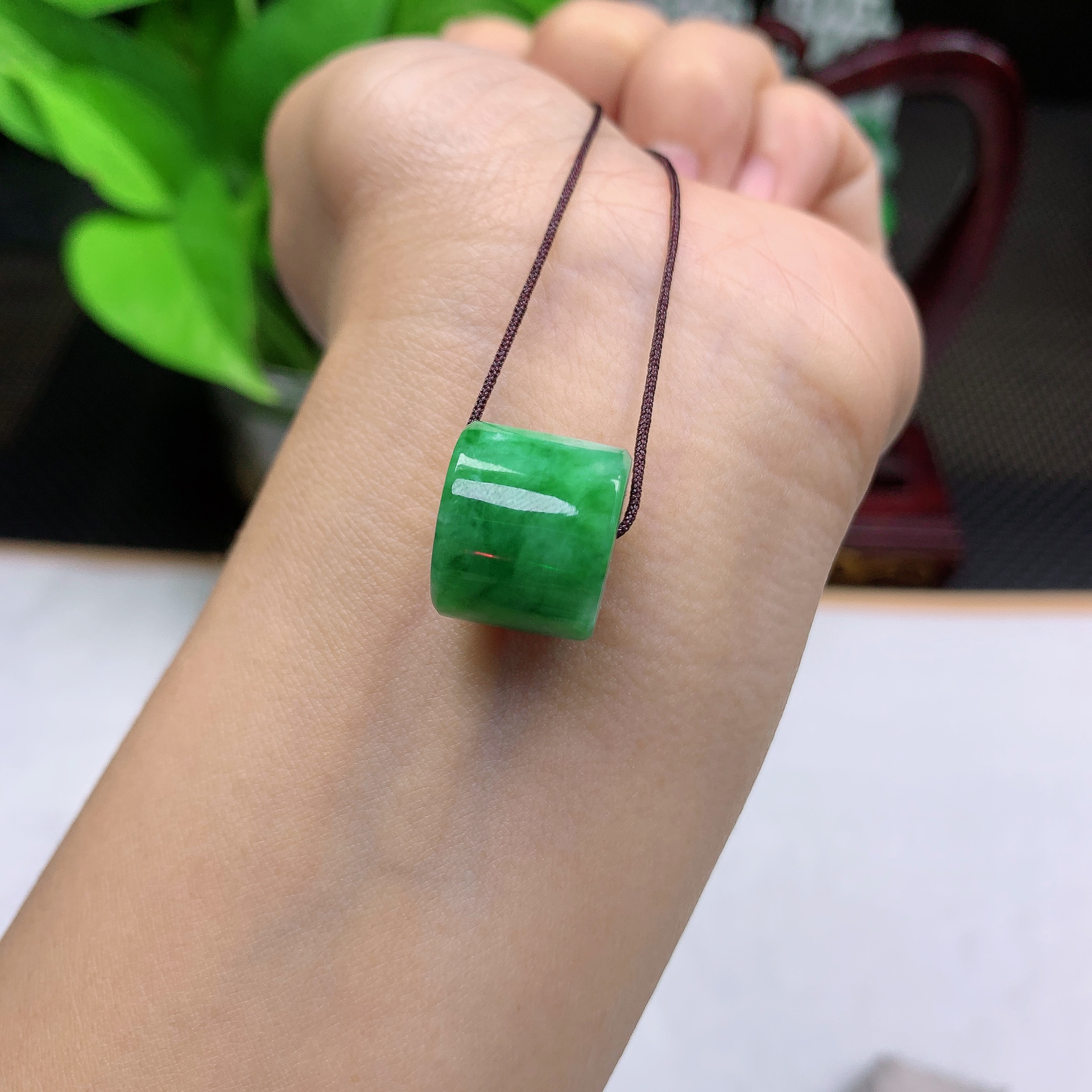 天然缅甸翡翠冰润辣绿路路通男女款转运珠挂件DIY