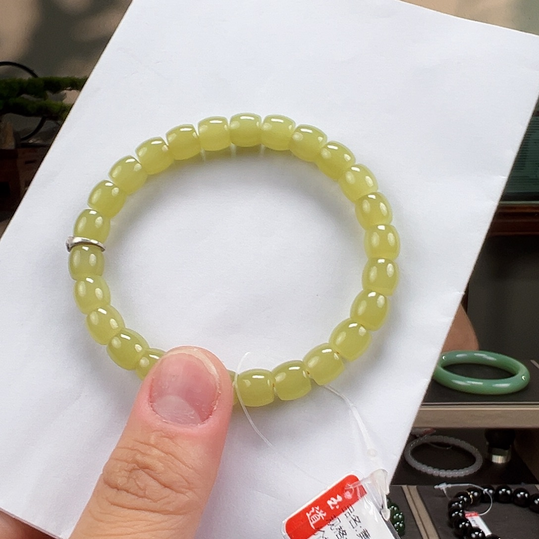 和田玉未镶嵌手链卡8mm鸡油黄