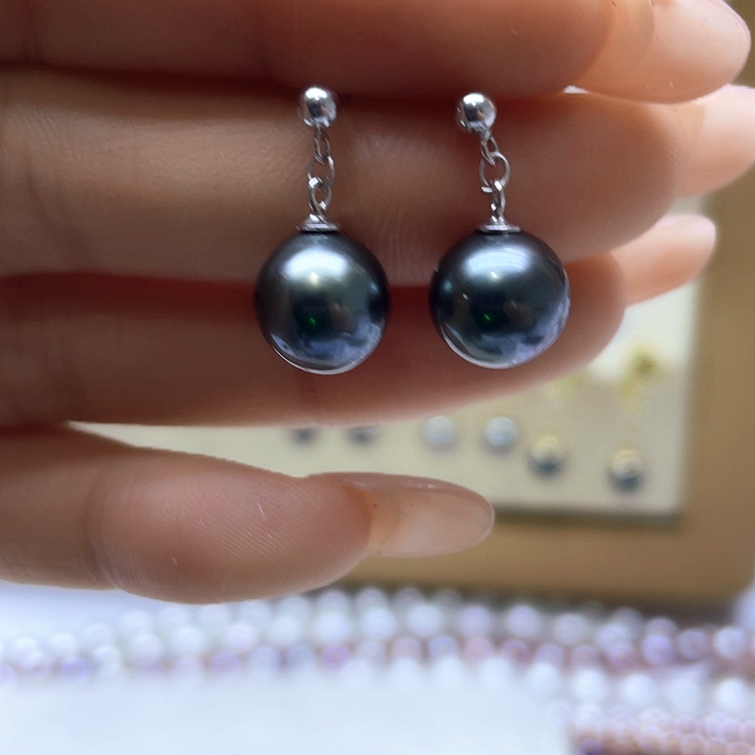 海水珍珠耳饰银S925镶嵌