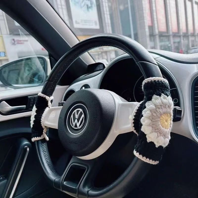 手工钩织汽车方向盘套吸汗防滑防寒保暖装饰保护通用款
