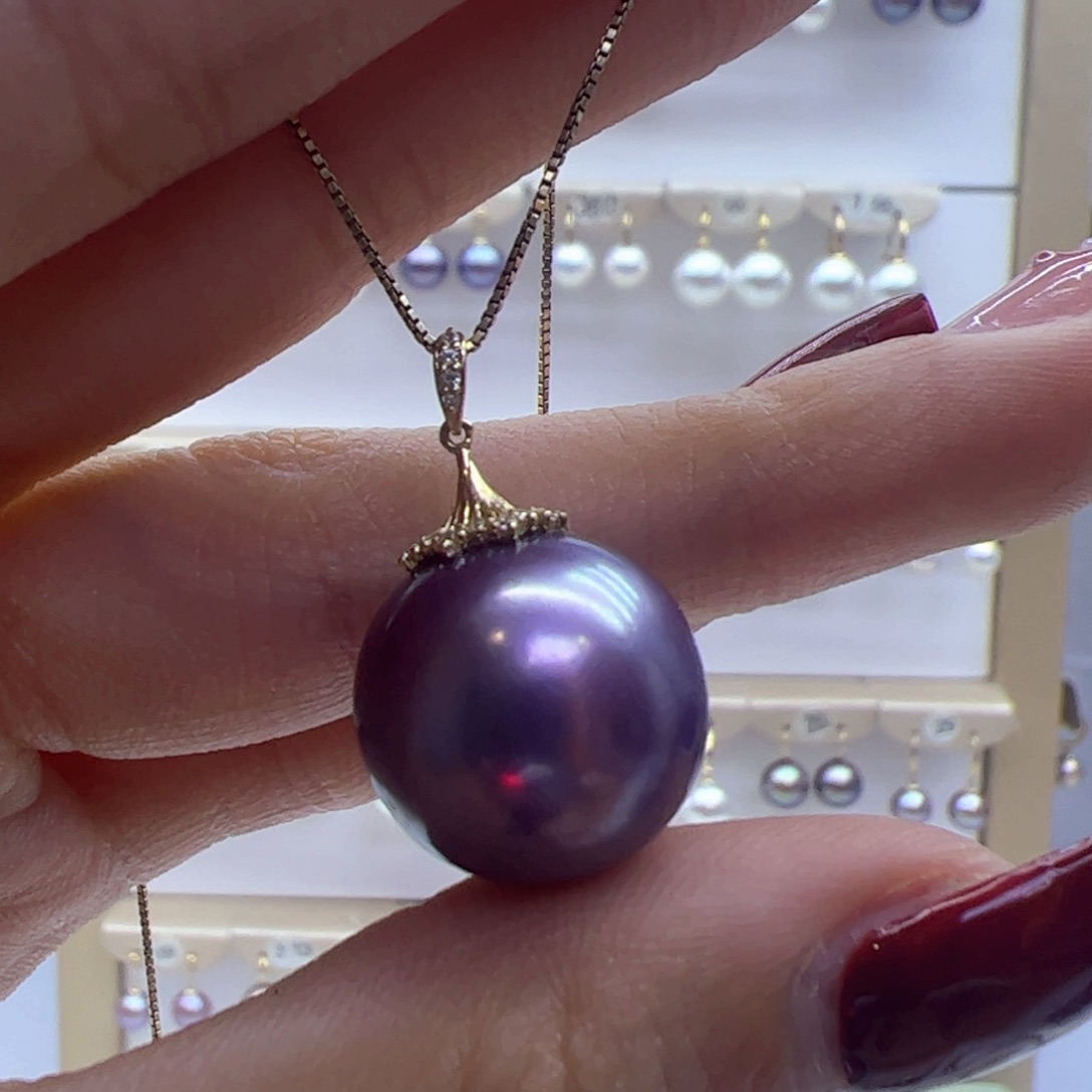 淡水珍珠吊坠(赠链)18K金镶嵌