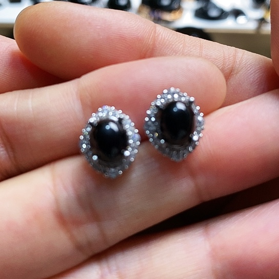 翡翠银S925镶嵌耳饰