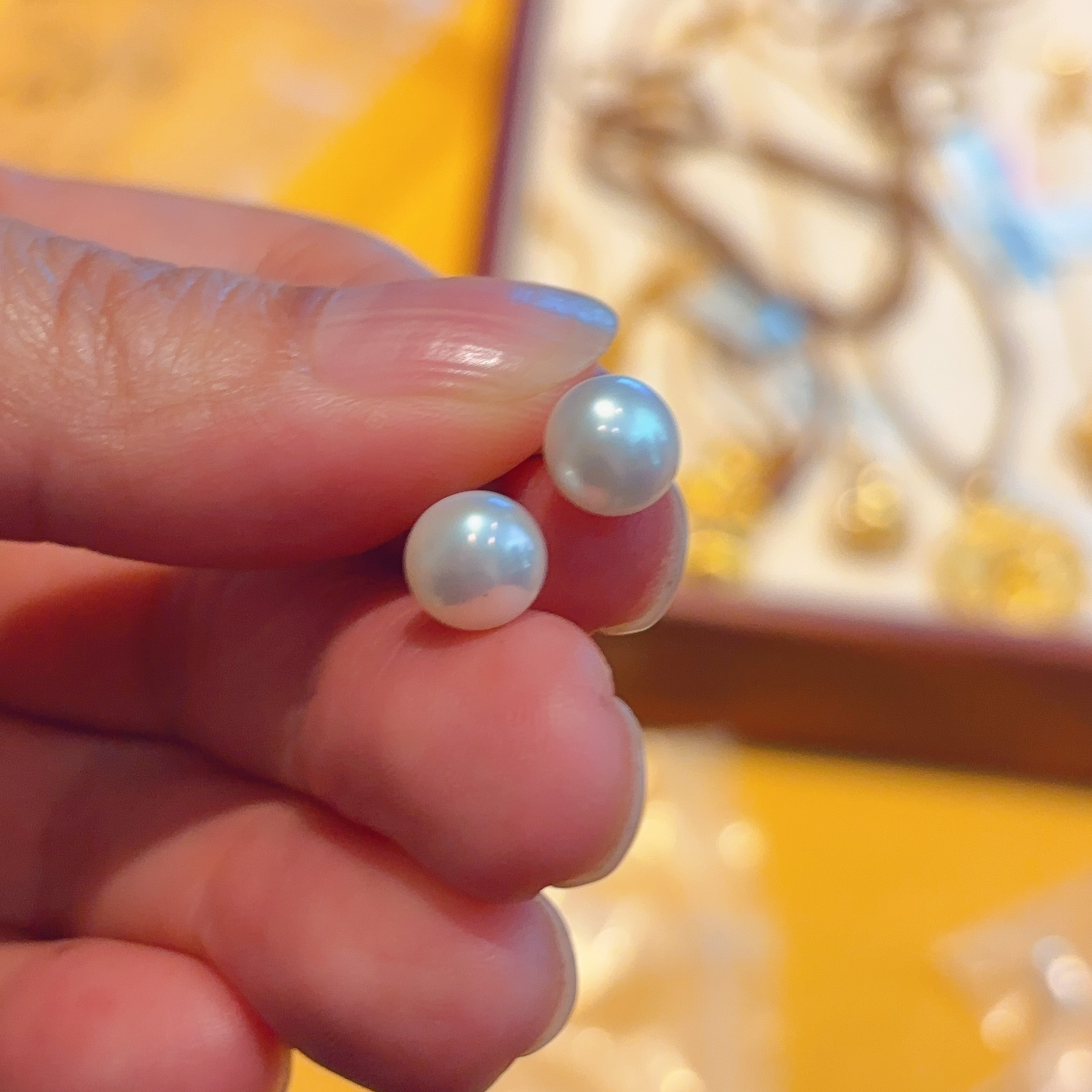 珍珠耳钉 馒头钉7-8mm