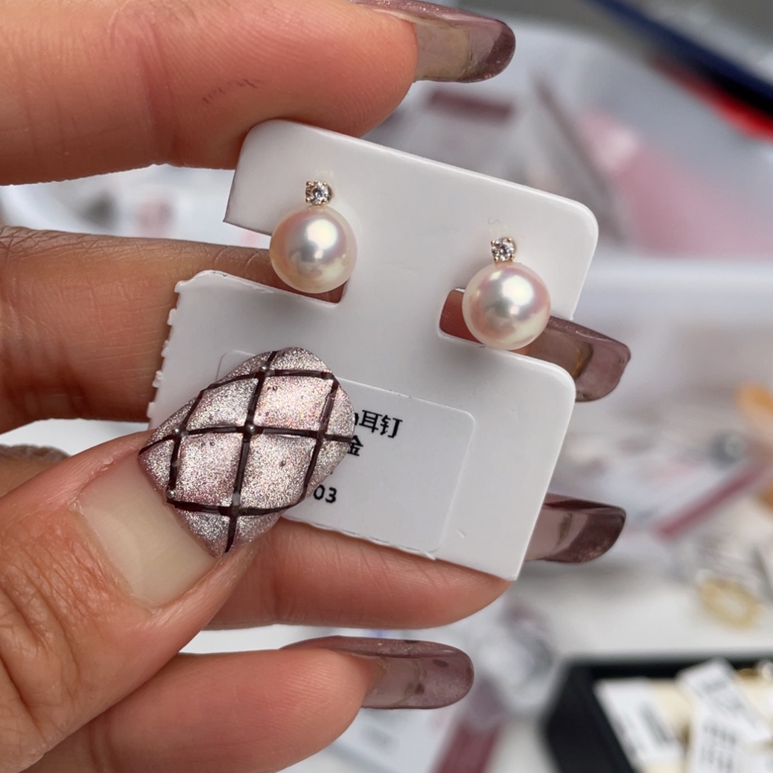 海水珍珠耳饰18K金镶嵌