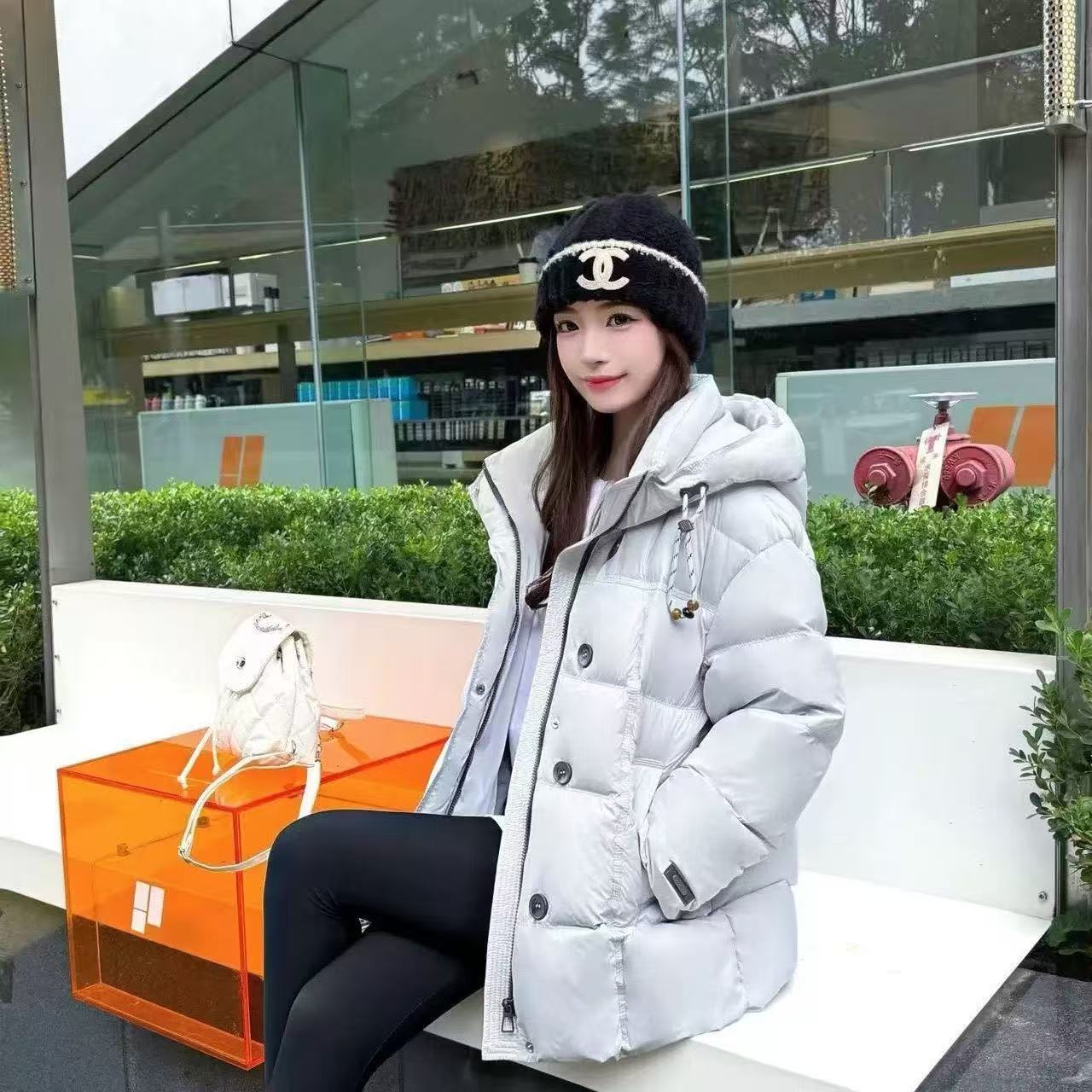 646-时尚连帽女冬90季新款时髦显瘦加厚保暖百搭中长款绒外套