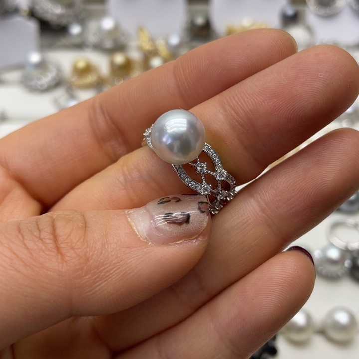 海水珍珠戒指银S925镶嵌