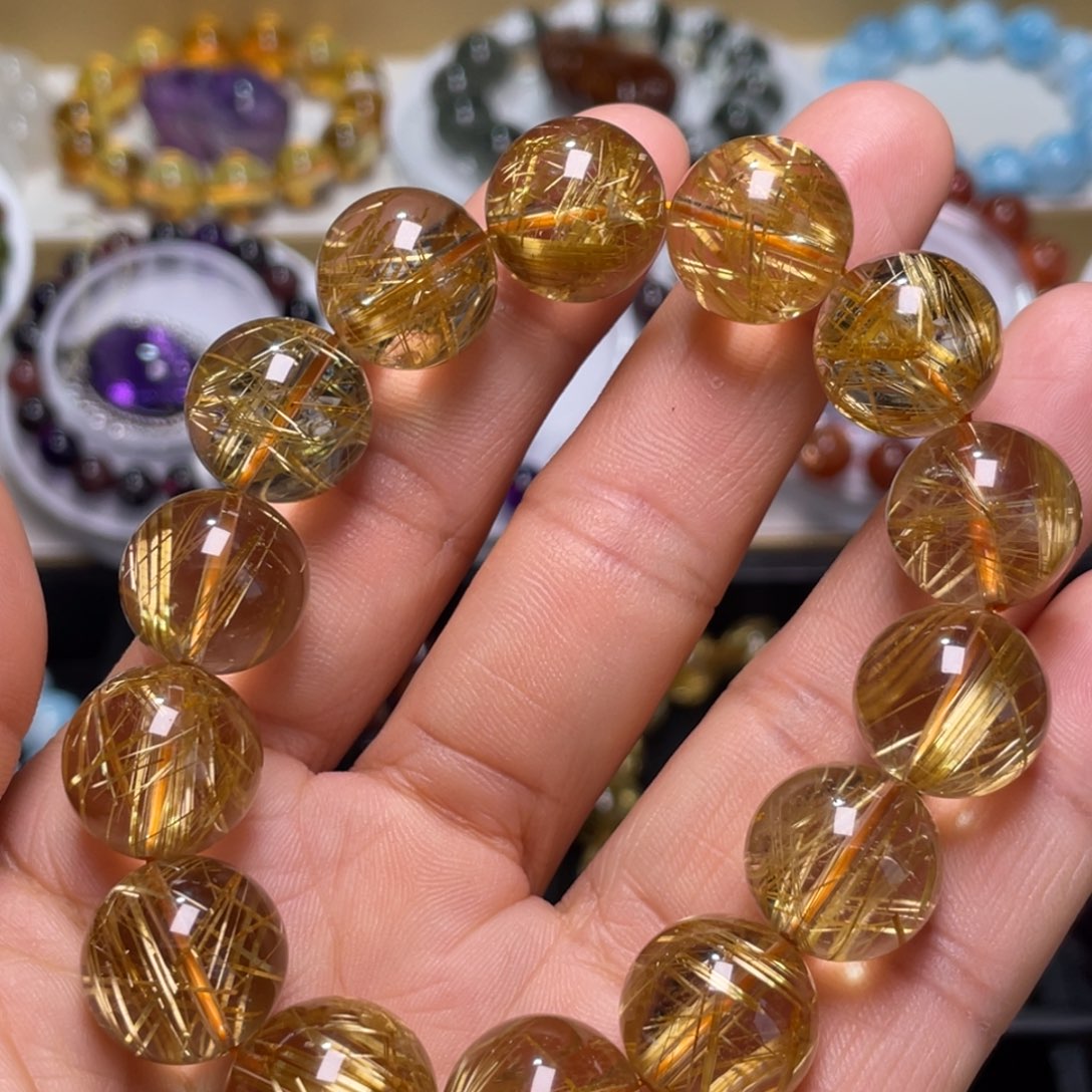 水晶手链未镶嵌钛晶大颗粒