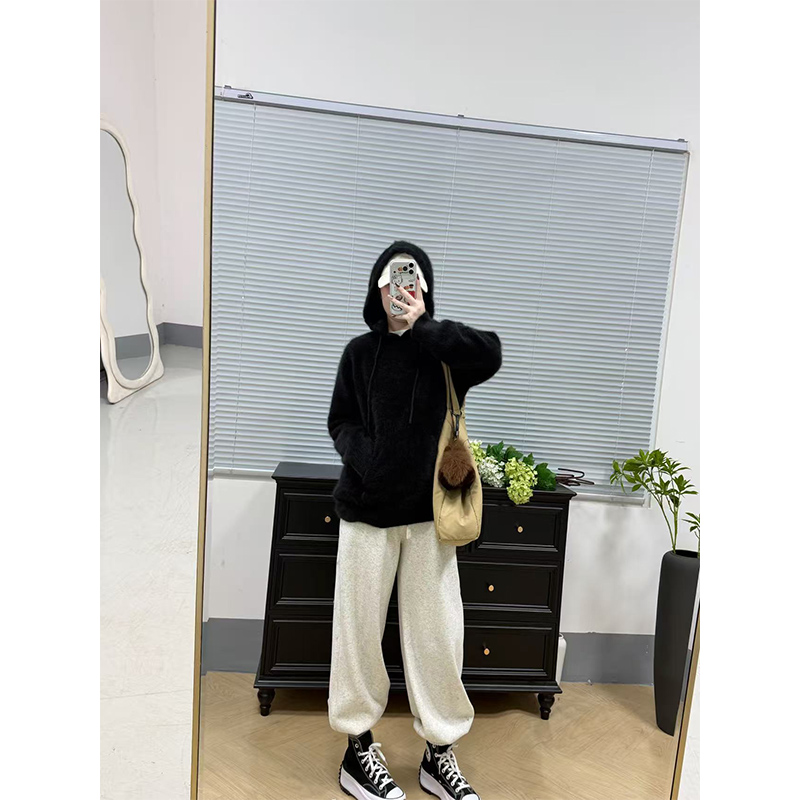 【特种动物毛毛】“巫师帽”超精纺~少量黑色连帽卫衣女070