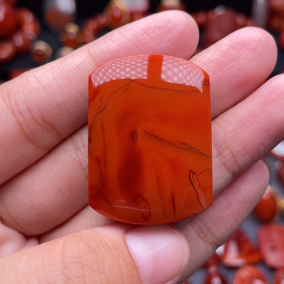 南红玛瑙未镶嵌珠宝奇石无事牌吊坠