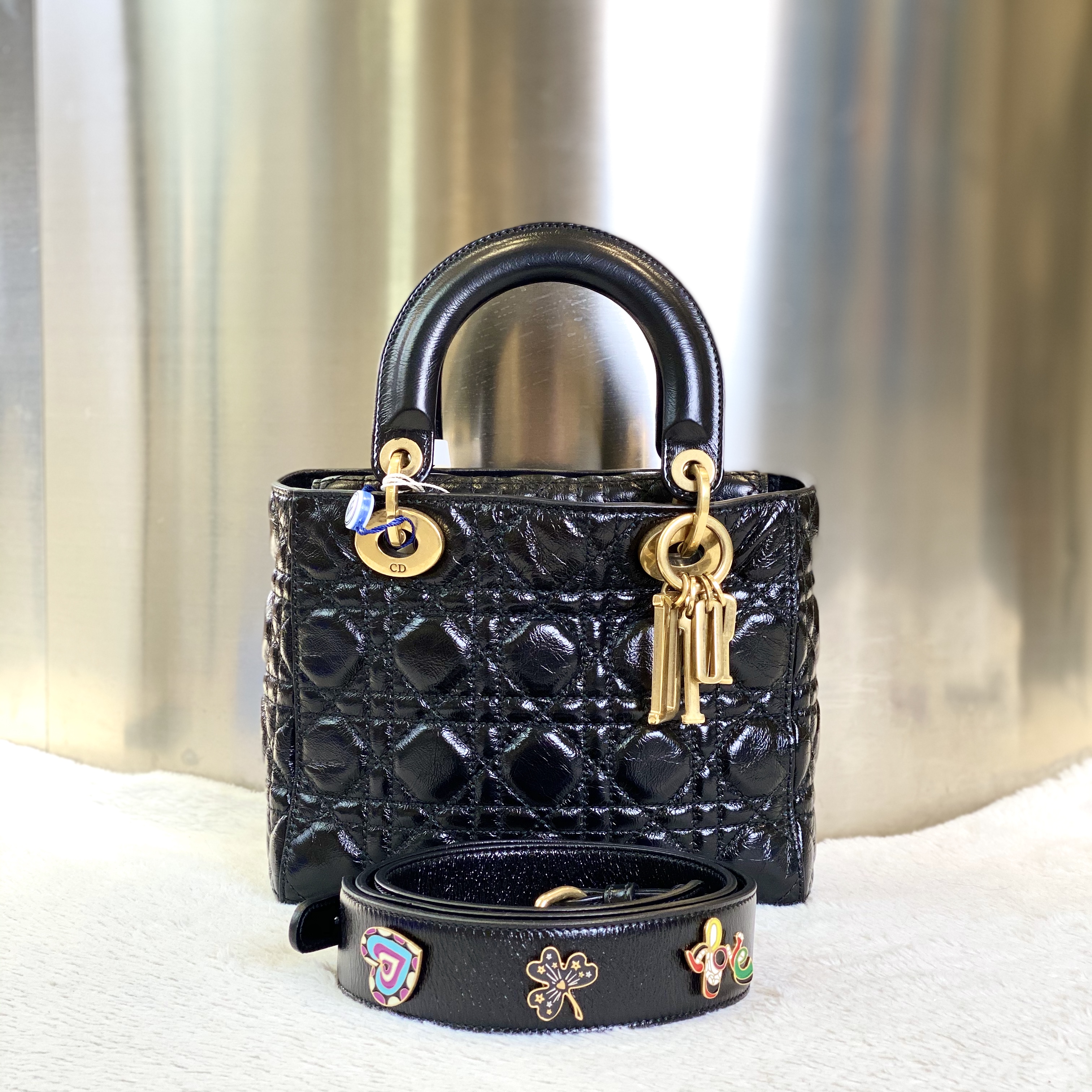 99新 DIOR/迪奥 古有98新迪奥四格戴妃单肩斜挎包8900