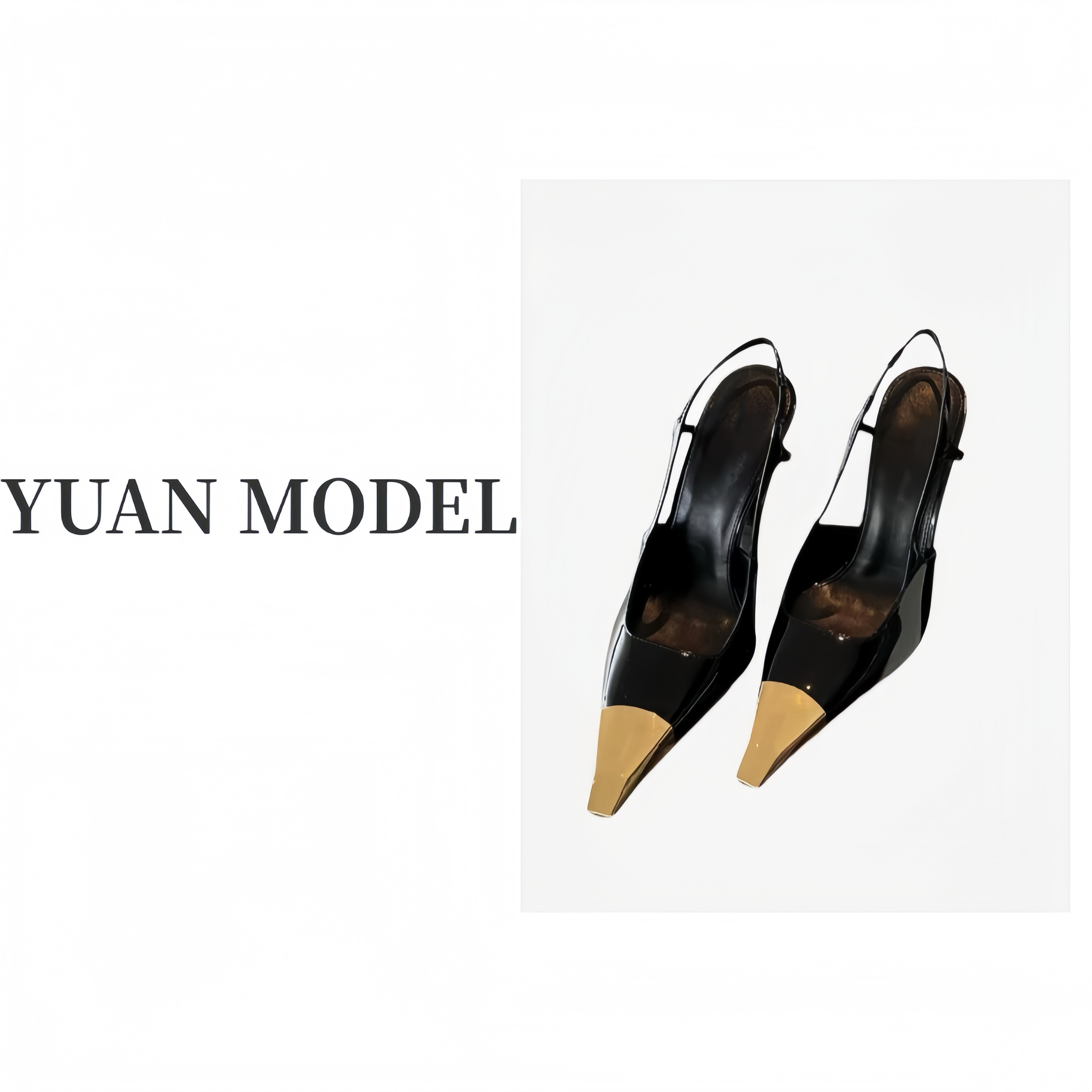 【YUAN MODEL】媛老板-2025春装时尚小方头气质高跟鞋女鞋030332