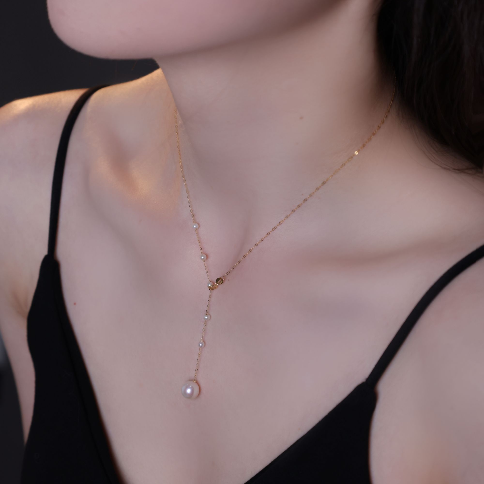 希君羽翼【真真】18k金设计Y形项链淡水珍珠白色Z235