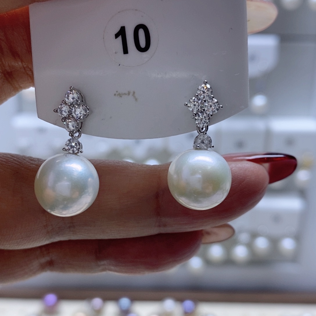淡水珍珠耳饰银S925镶嵌