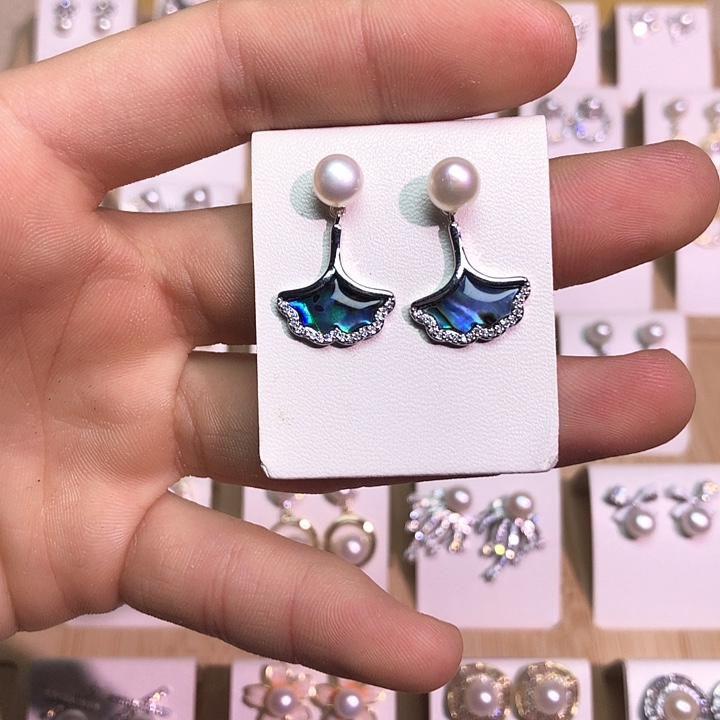 淡水珍珠耳饰银S925镶嵌