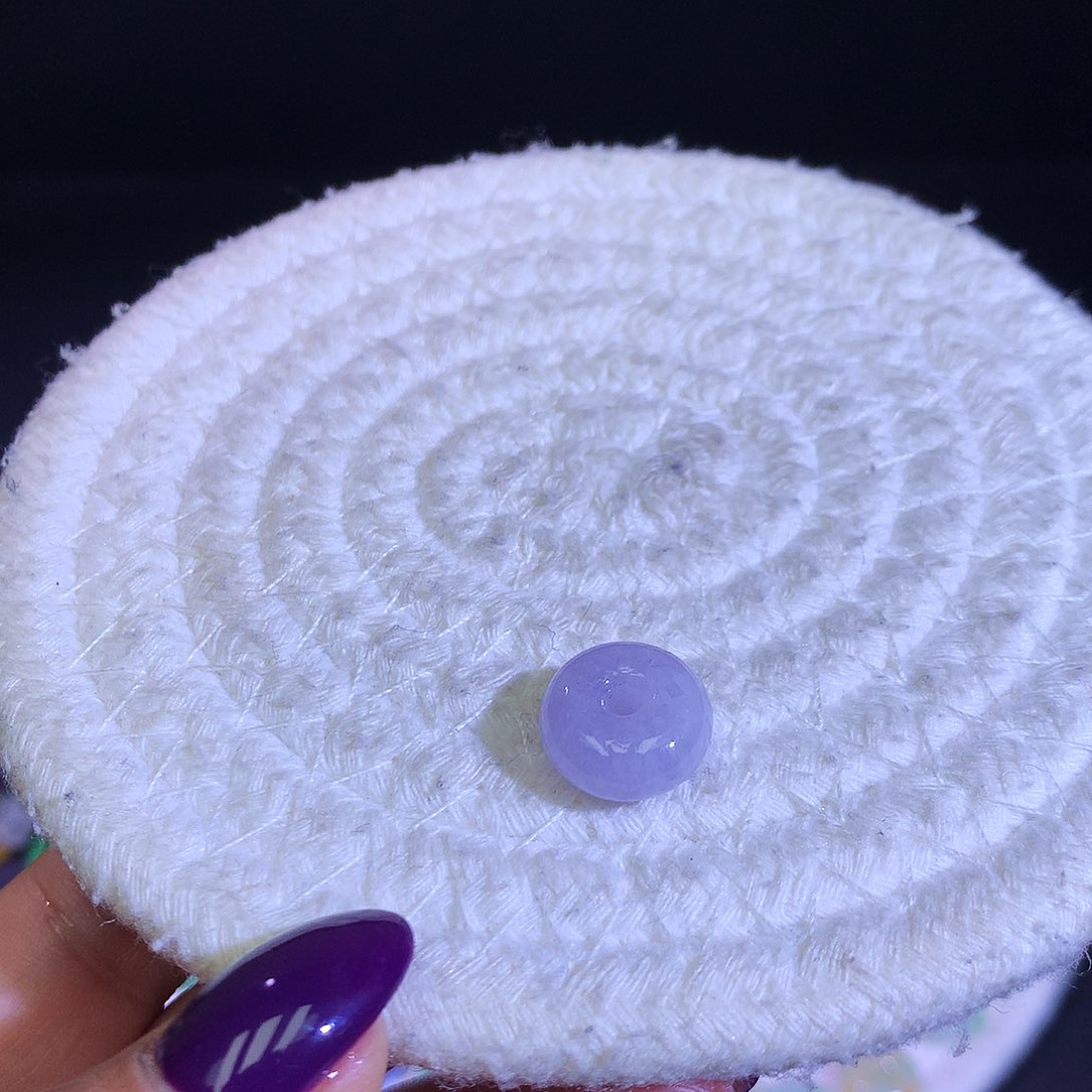 散珠翡翠天然缅甸翡翠肥扣子卡13.4厚6.5粉紫