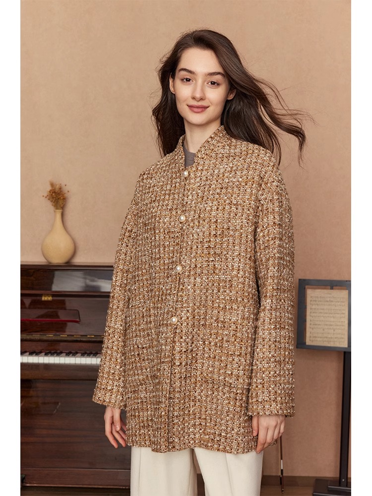 活动款-【RIZ】小香-3169-时尚小香风复古花纱女士气质秋冬外套