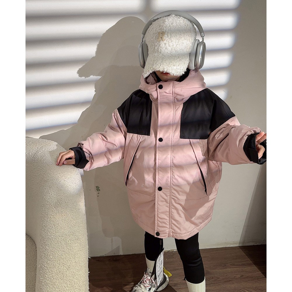 女童冬装白鹅绒羽绒服2025新款儿童加厚宽松男童冬季连帽洋气外套