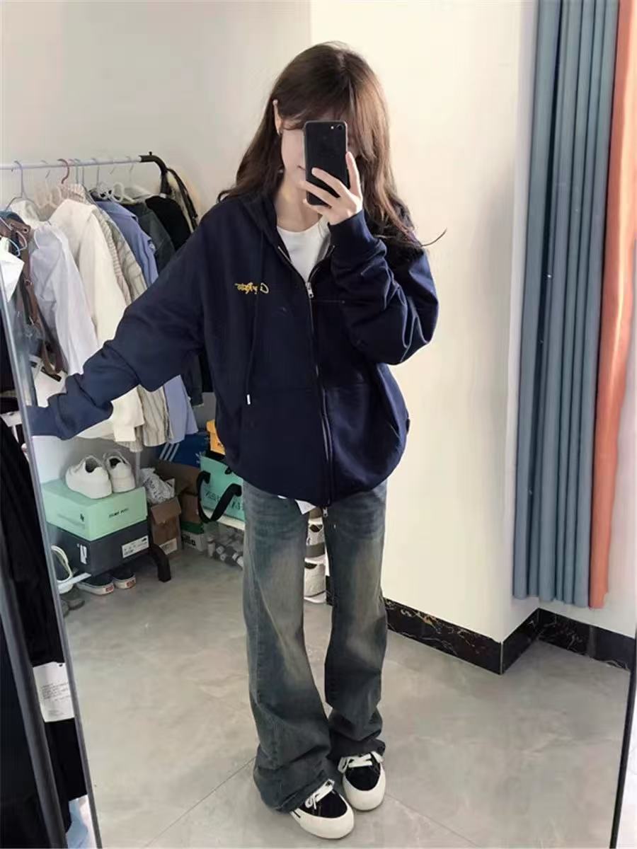 111学院风连帽拉链卫衣短款开衫