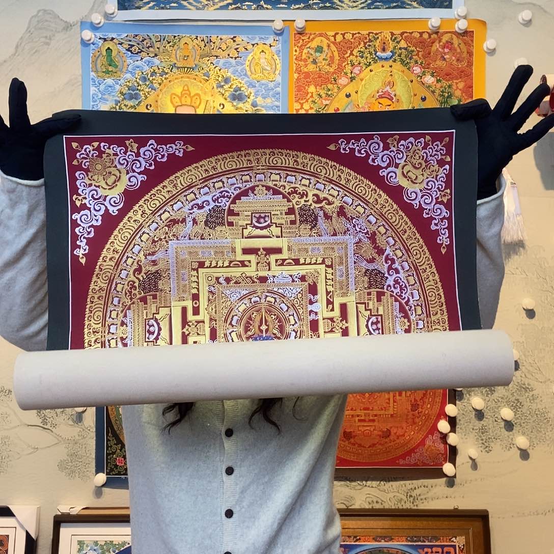 卷轴画纯手绘坛城唐卡50厘米左右