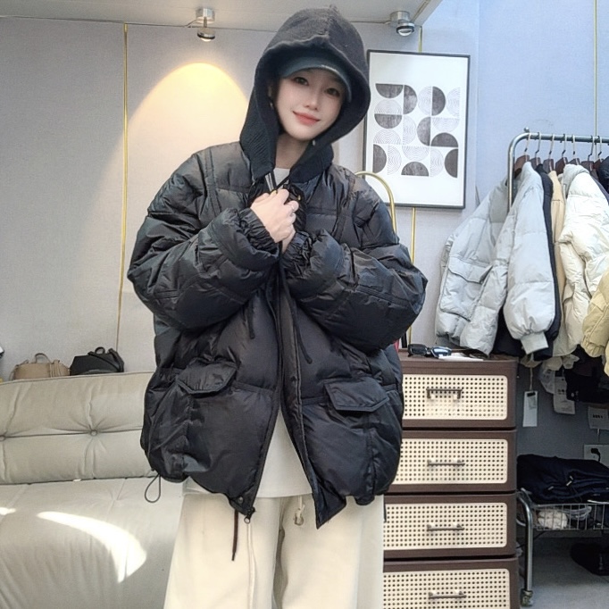 新款欧版休闲减龄连帽羽绒服9933