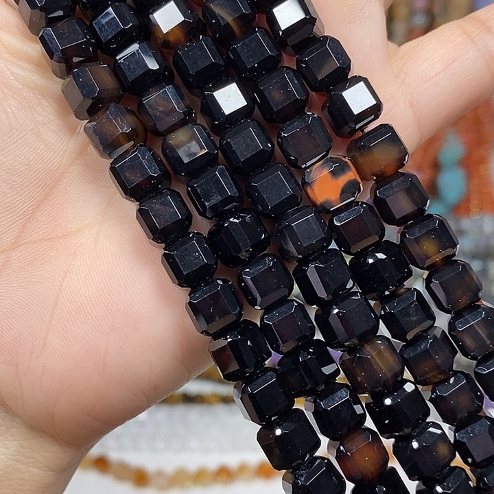 玛瑙/玉髓未镶嵌珠宝半成品玛瑙切面方糖啦8mm